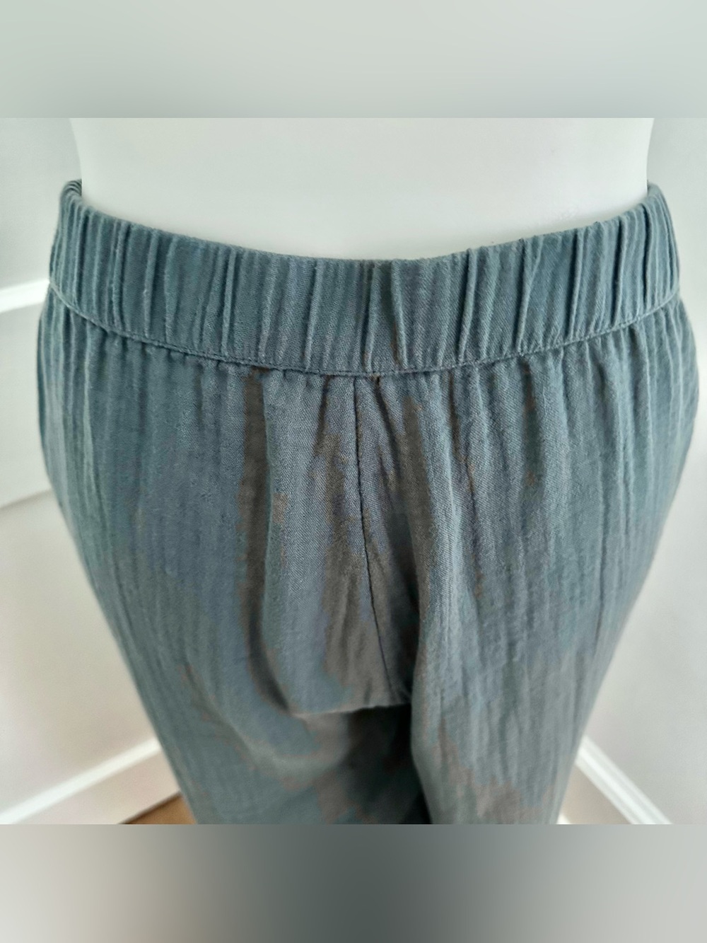 Caslon 100% Cotton Elastic Waist Blue Gray Patch Pockets Pants